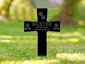 BUY1GET1 - Dog or Cat Outdoor Grave Marker Cross, Pet Plaque Stake for The Garden or Yard, Sympathetic Pet Loss Remembrance Gift, Pet Memorial Gifts, Loss of Dog TM0926269137