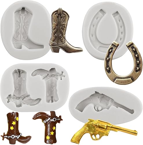 MINFEIDMS Molde de silicona para herradura, para botas de vaquero, moldes para pistola de caramelo, para decoración de pasteles, decoración de