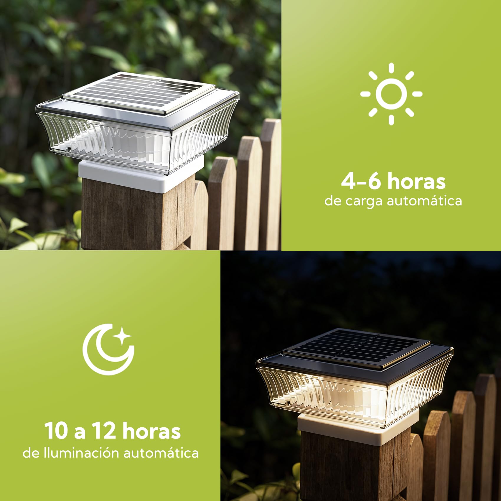 Pack de 4 Luces Solares Exterior para Escaleras, Lámpara LED con Carcasa Blanca Transparente para Peldaños, Vallas y Terrazas, Iluminación Impermeable de Alta Transmitancia, Blanco Cálido