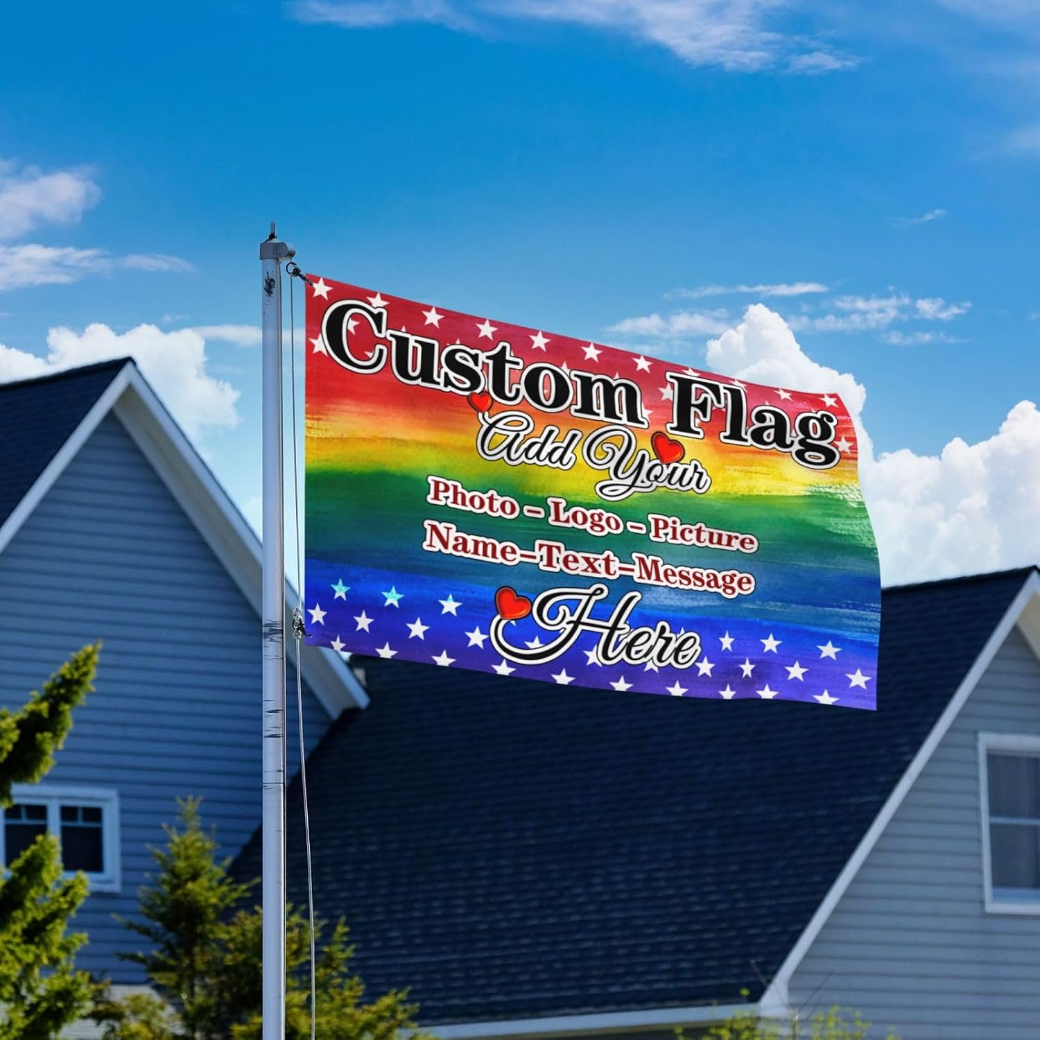 Custom Flag Double Sided 5x8ft 3ply Design Print Your Own Logo Picture Photo Text Flag Personalized Customized Indoor Outdoor Flags Banners Gift Custom Flags For Outside