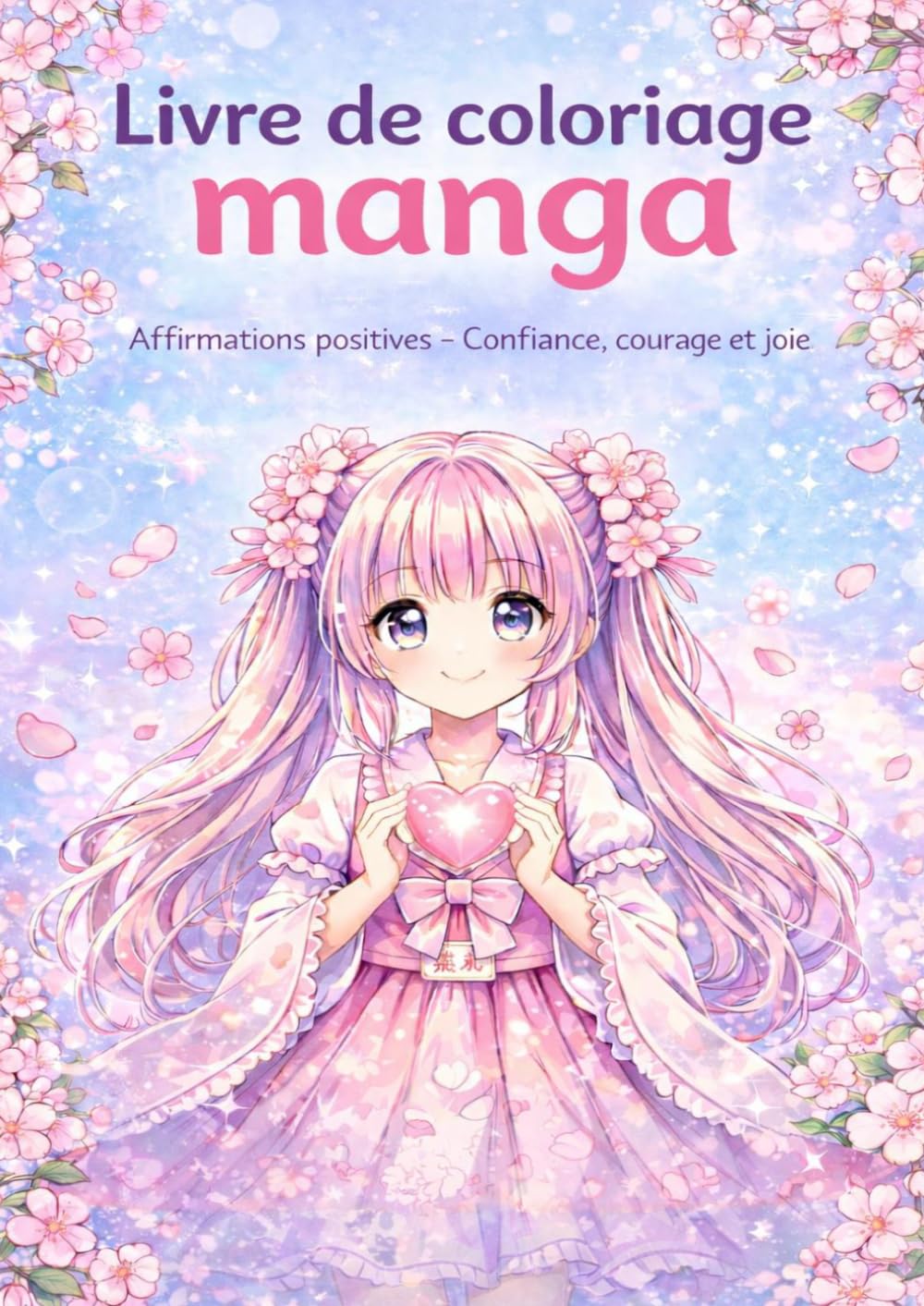 Livre de coloriage manga: Affirmations positives - Confiance, courage et joie
