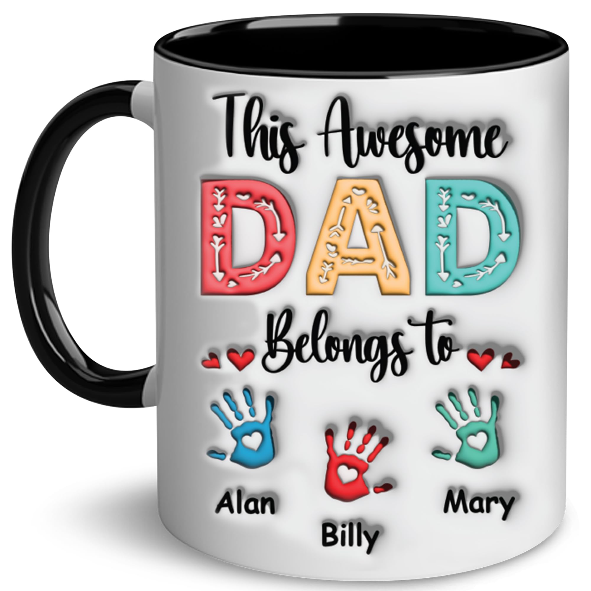 CAYVUSUA Personalized Dad Gifts - This Awesome Dad Belongs to Coffee Mug - Custom Dad Mug - Gifts For Daddy - Gifts For Father's Day Christmas