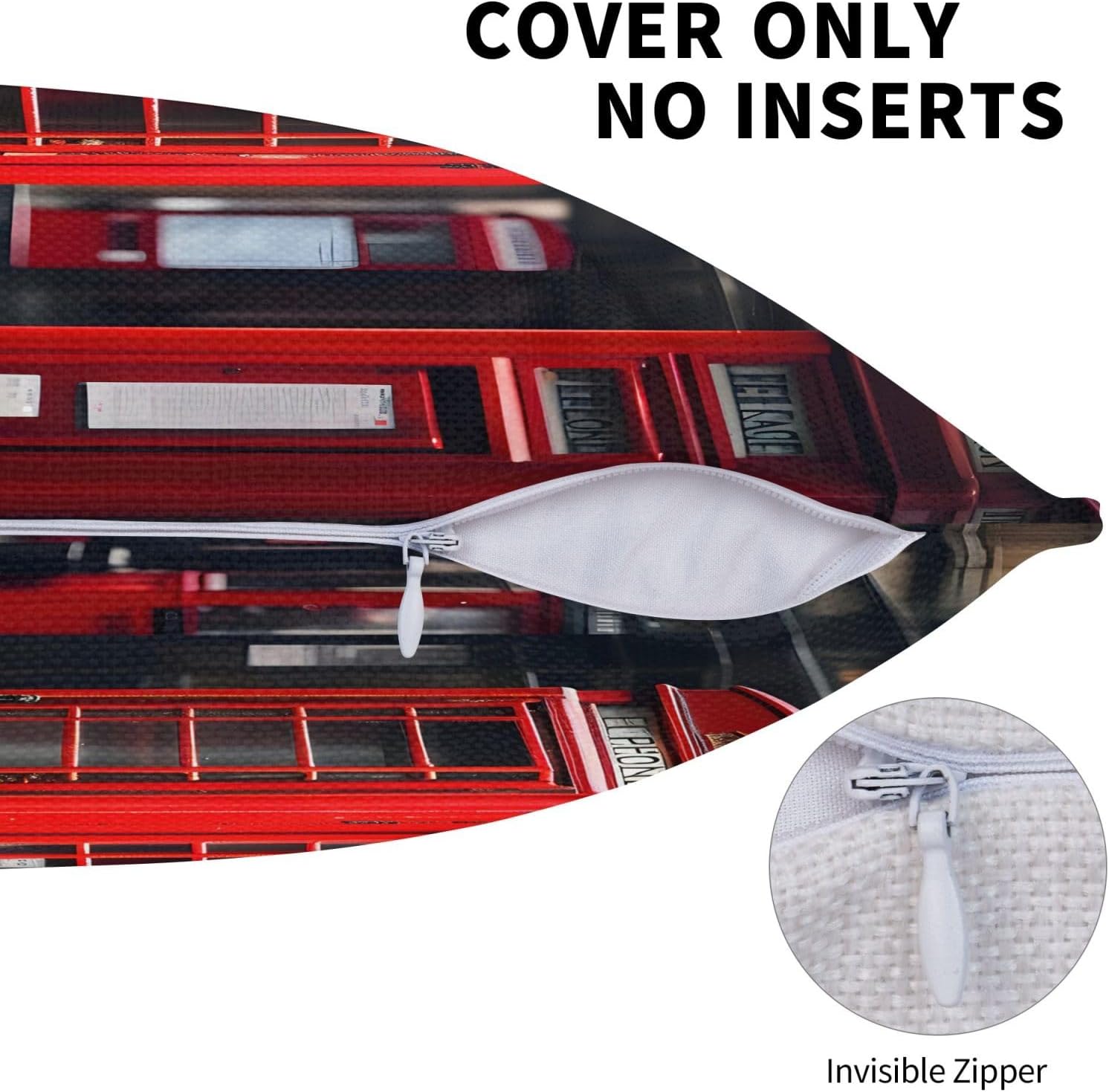 Red Phone Booth London Street Imitation Linen Pillowcase -2 Sets, Fashionable Home Decoration, Used for Sofas, Gardens, beds