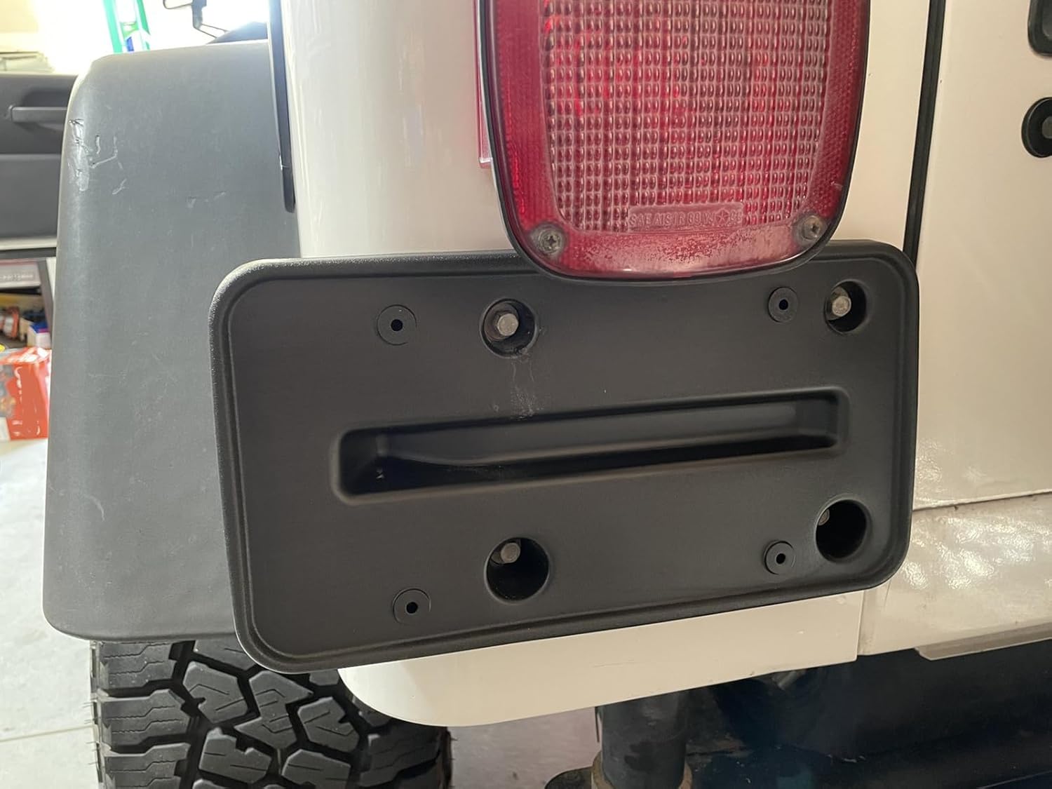 Rear License Tag Plate Frame Bracket Holder Compatible with 1997 1998 1999 2000 2001 2002 2003 2004 2005 2006 Jeep Wrangler TJ Replace 5517499