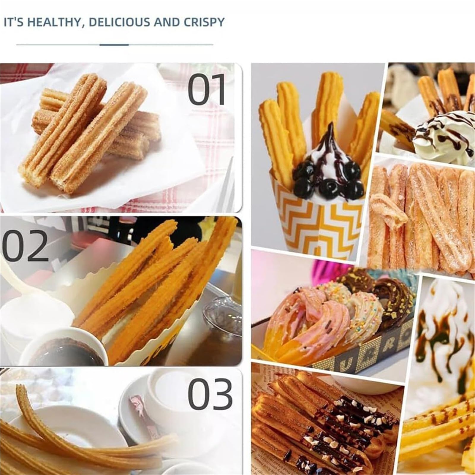 Máquina comercial para rellenar churros Churrera manual de acero inoxidable Con 5 moldes Equipo para hacer donas de frutas españolas(2L)
