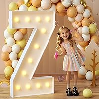 Vista 91 de imprsv Letras iluminadas de marquesina, letras de mosaico de 4 pies con luz para decoración de fiesta de graduación de baby shower, grande B