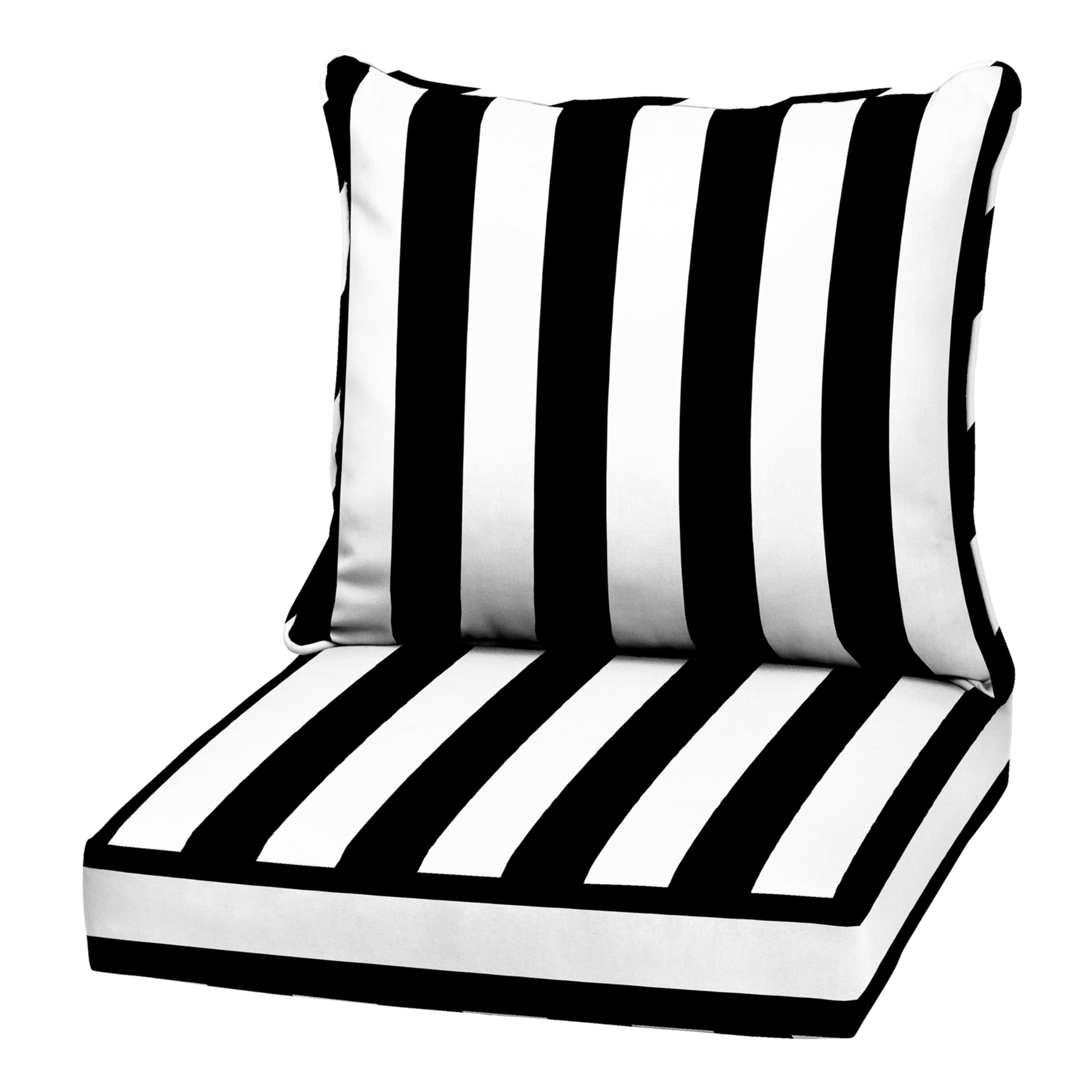 Arden Outdoor Deep Seat Cushion Set, 22x24, Black Cabana Stripe