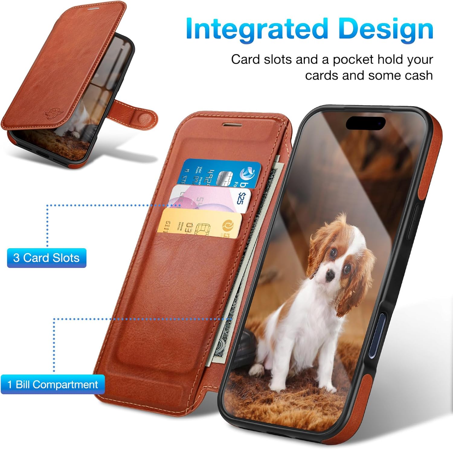 DuckSky Wallet Case for iPhone 17 Pro Max 6.9" Magnetic Flip Leather Folio Cover with RFID-Blocking Credit Card Holder,Wireless Charging Compatible,Women Men Apple 17ProMax Protective Case,Light Brown