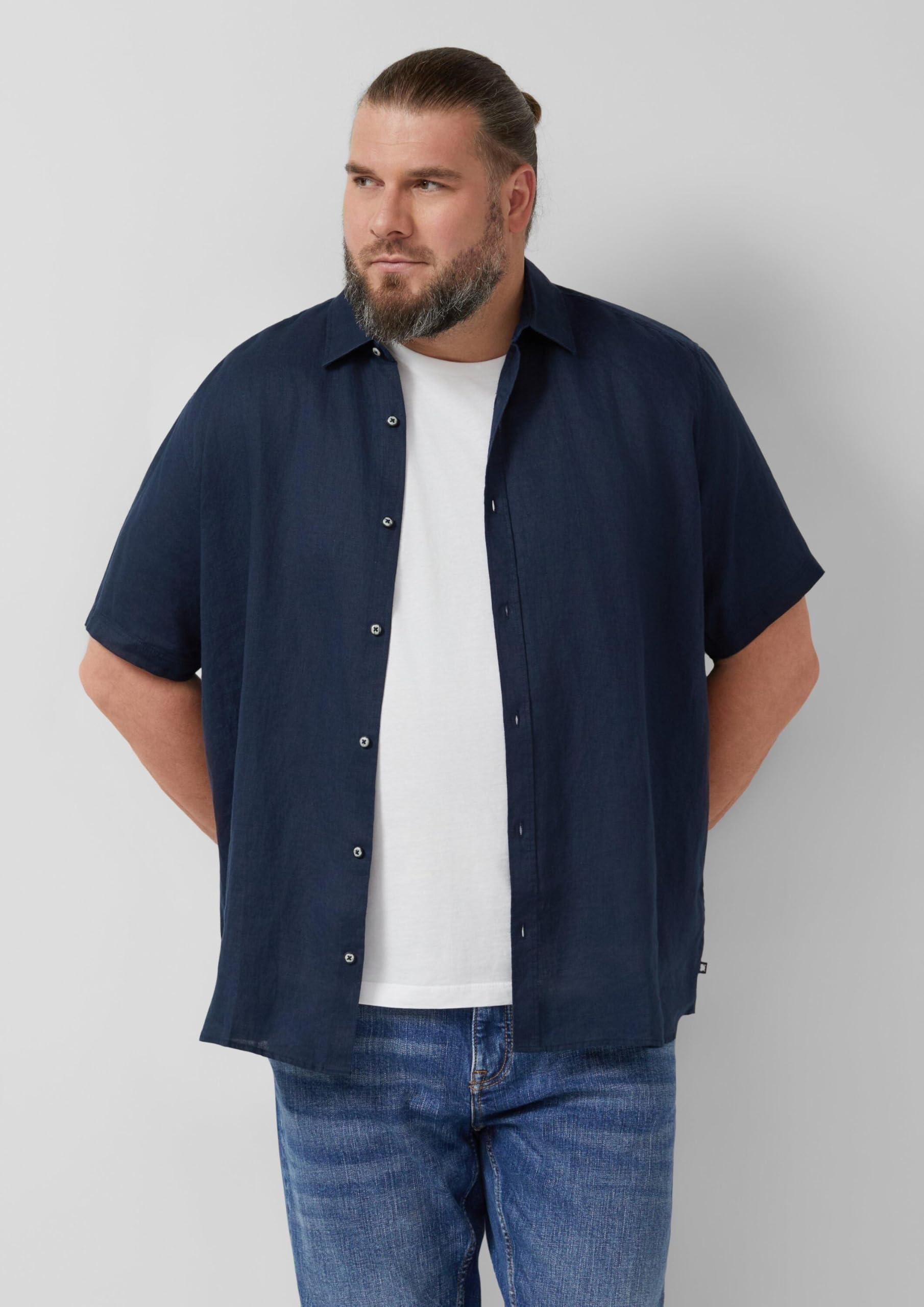 s.Oliver Herren 2180514 Leinenhemd Kurzarm, Regular Fit