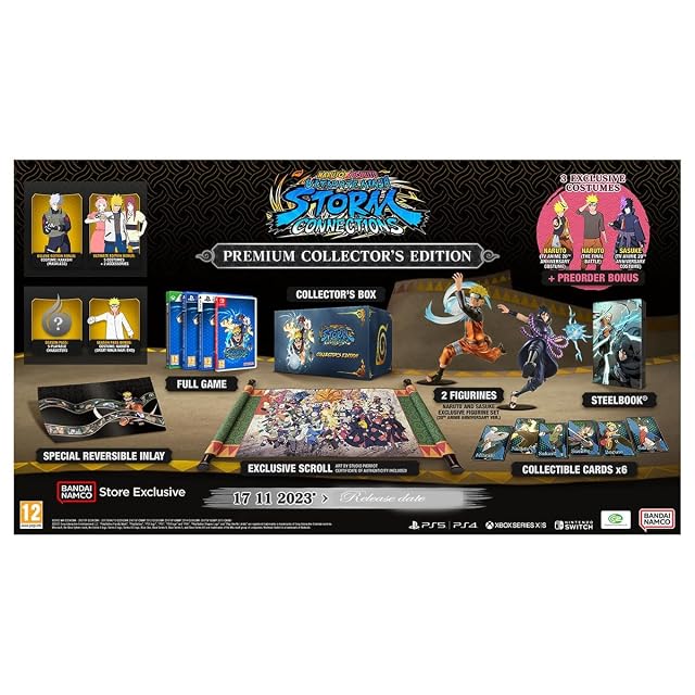 Naruto Boruto Ultimate Ninja Storm Connections Premium Collectors Edition PS5 Includes Figurines Steelbook Cards Scroll