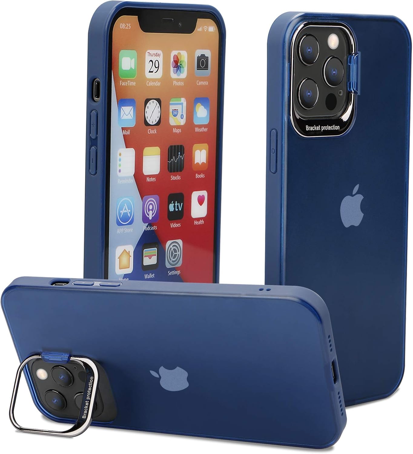 Designed for iPhone 12 Pro Max Case, [Camera Metal Kickstand] [Military Grade Drop Protection], Shockproof Protective Phone Case Slim Thin Cover (6.7 Blue)