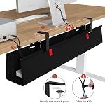Univivi No Drill Cable Management Tray Under Desk,36" Cord Organizer,Clamp-on/Screw Mount Desk Cable Management,Hidden Storage Computer Wire for Office,Home,Premium Fabric Cable Management Tray