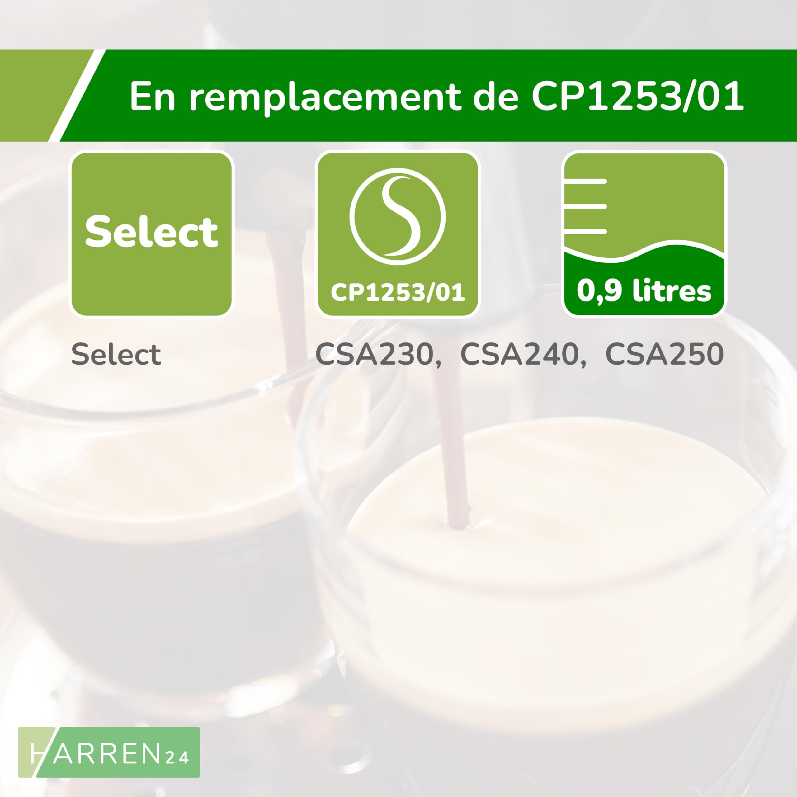Réservoir d'eau CP1253 compatible avec les machines à café à dosettes Philips Senseo Select CSA230, CSA240, CSA250, réservoir d'eau de rechange