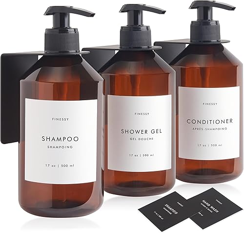 Miniatura 11 de Dispensador de Champú y Acondicionador de Montaje en Pared sin Taladro para Gel de Ducha, Jabón de Cuerpo y Botella de Jabón Contenedor Blanco