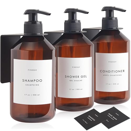 FINESSY Refillable Shampoo and Conditioner Dispenser Wall Bottles with Pump,