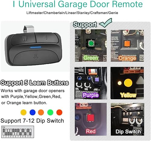 Miniatura 10 de Teclado inalámbrico para puerta de garaje sin llave compatible con abridores ChamberlainLiftMasterCraftsman con 310315390MHz.