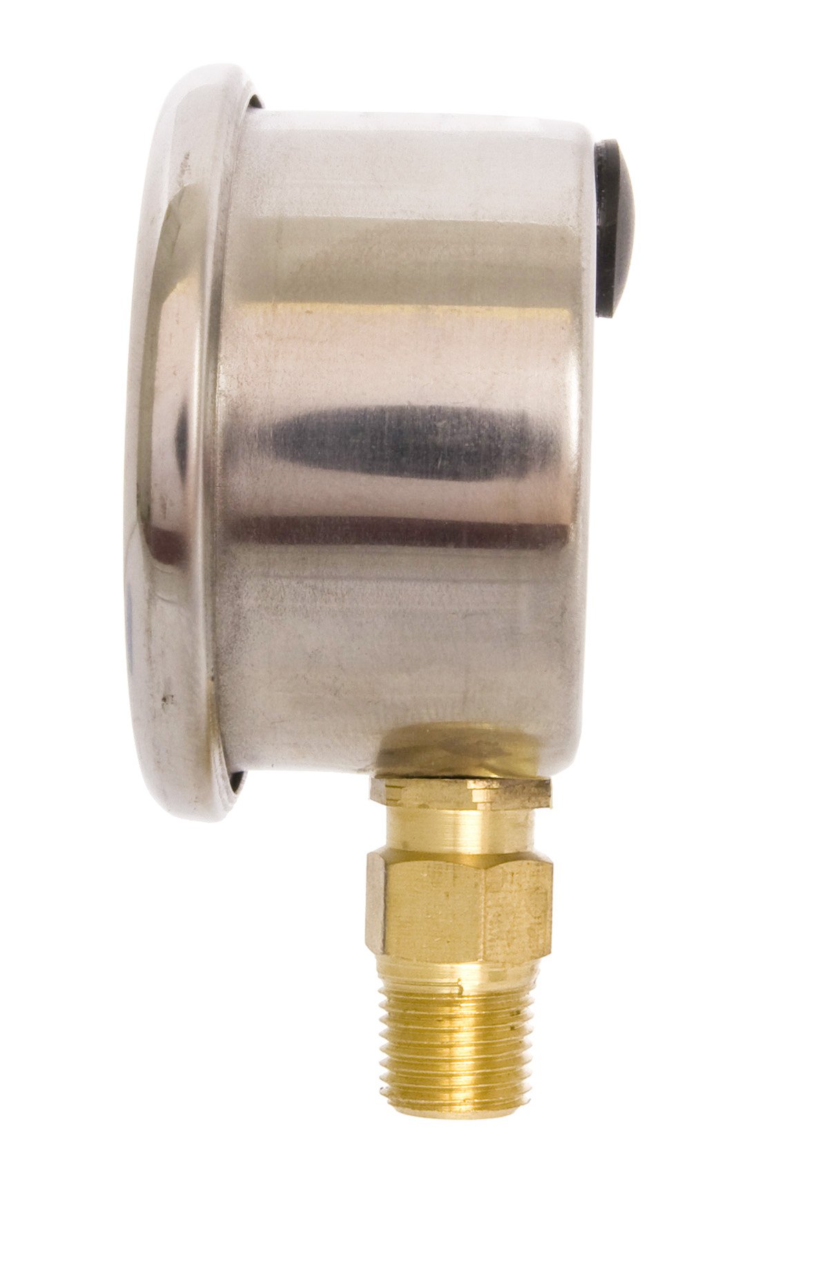 1-1/2" Oil Filled Pressure Gauge - Stainless Steel Case, Brass, 1/8" NPT, Lower Mount Connection, 0-100PSI