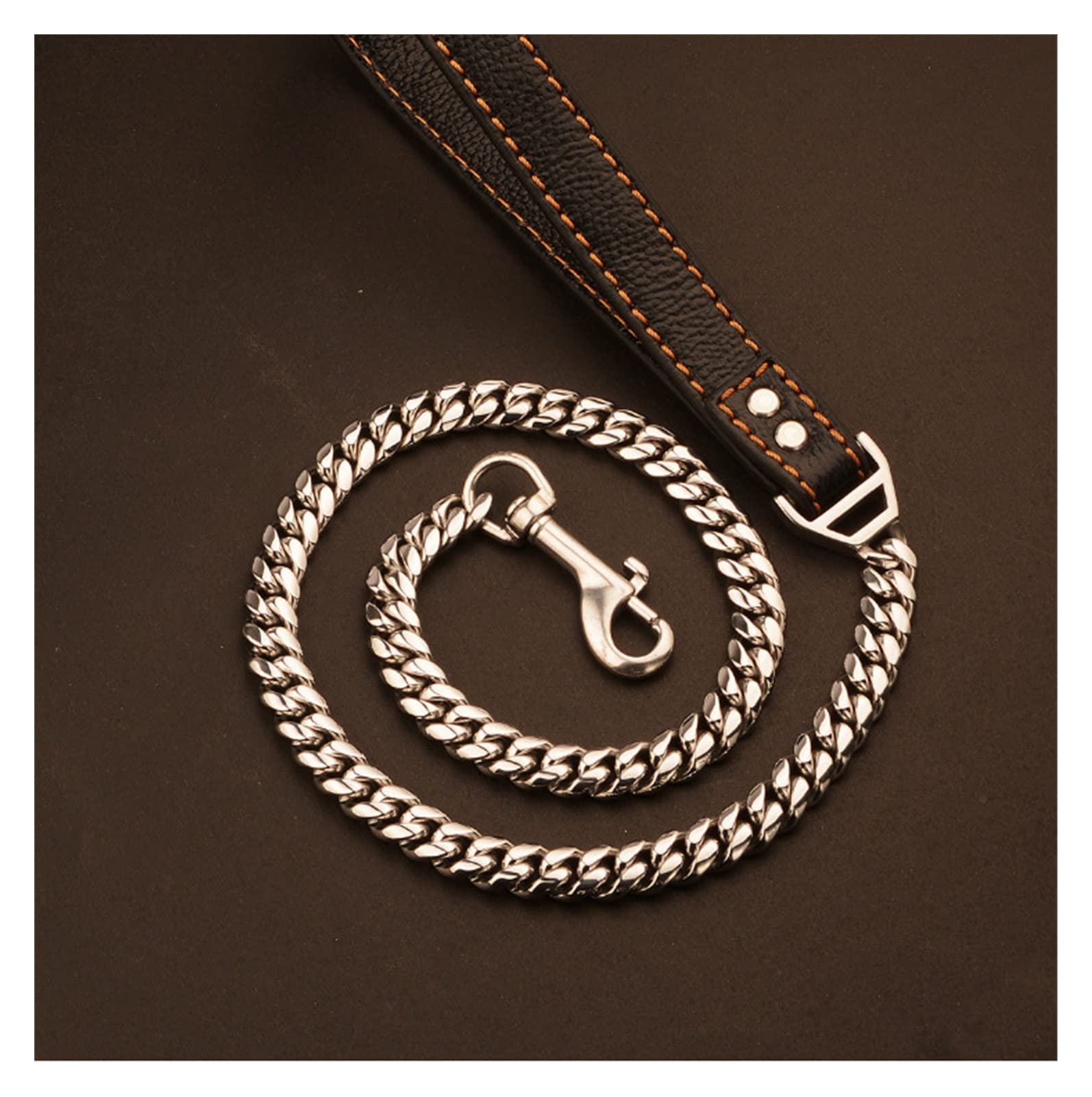 Cuello de mascotas Correa correa de acero inoxidable de plomo de acero inoxidable de 14 mm de cuello de cadena de perros de oro plomo de cuero for mascotas for pequeños perros grandes pitbull bulldog