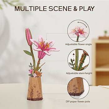 Amazon.com: ROBOTIME 3D Wooden Lily Flower Puzzle TW071