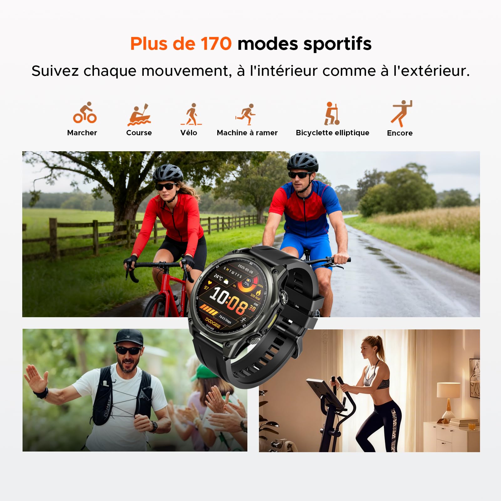 Anywise W1 AI Montre Connectée Homme, 5ATM Dual-Band GPS Tactical Watch,1,43'' AMOLED Screen, 170+ Modes Sport, Appel Bluetooth,18 Days Battery,LED Flashlight,Compass,pour Android/iOS, 3 Strap