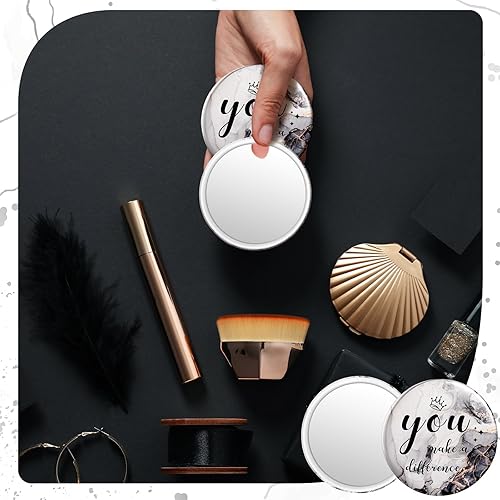 Miniatura 5 de Tradder 48 piezas de 2.76 pulgadas, mini espejo compacto inspirador a granel You Make a Difference, espejo de bolsillo de maquillaje para mujeres,