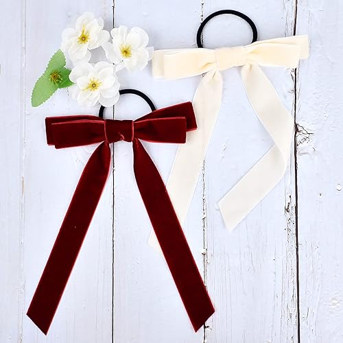 Miniatura 3 de 10 cintas elásticas para el pelo de terciopelo para el cabello, coleteros largos para coleta, accesorios de cuerda para mujeres y niñas