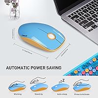 Vista 4 de FOPETT Combo de teclado y ratón inalámbrico, teclado de 105 teclas de tamaño completo 2.4 GHz con teclas redondas coloridas, receptor USB Plug and