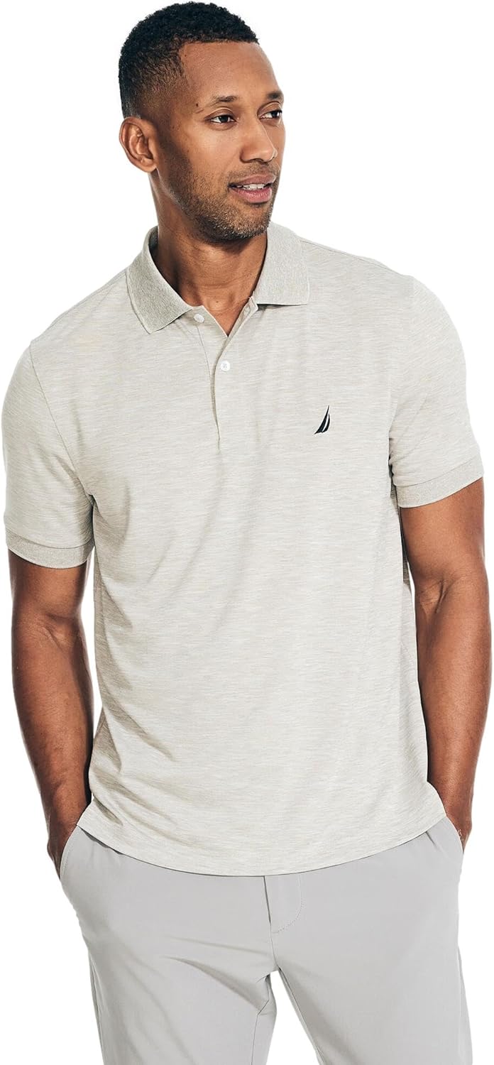 Nautica Men's Classic Short Sleeve Solid Performance Deck Polo Shirt