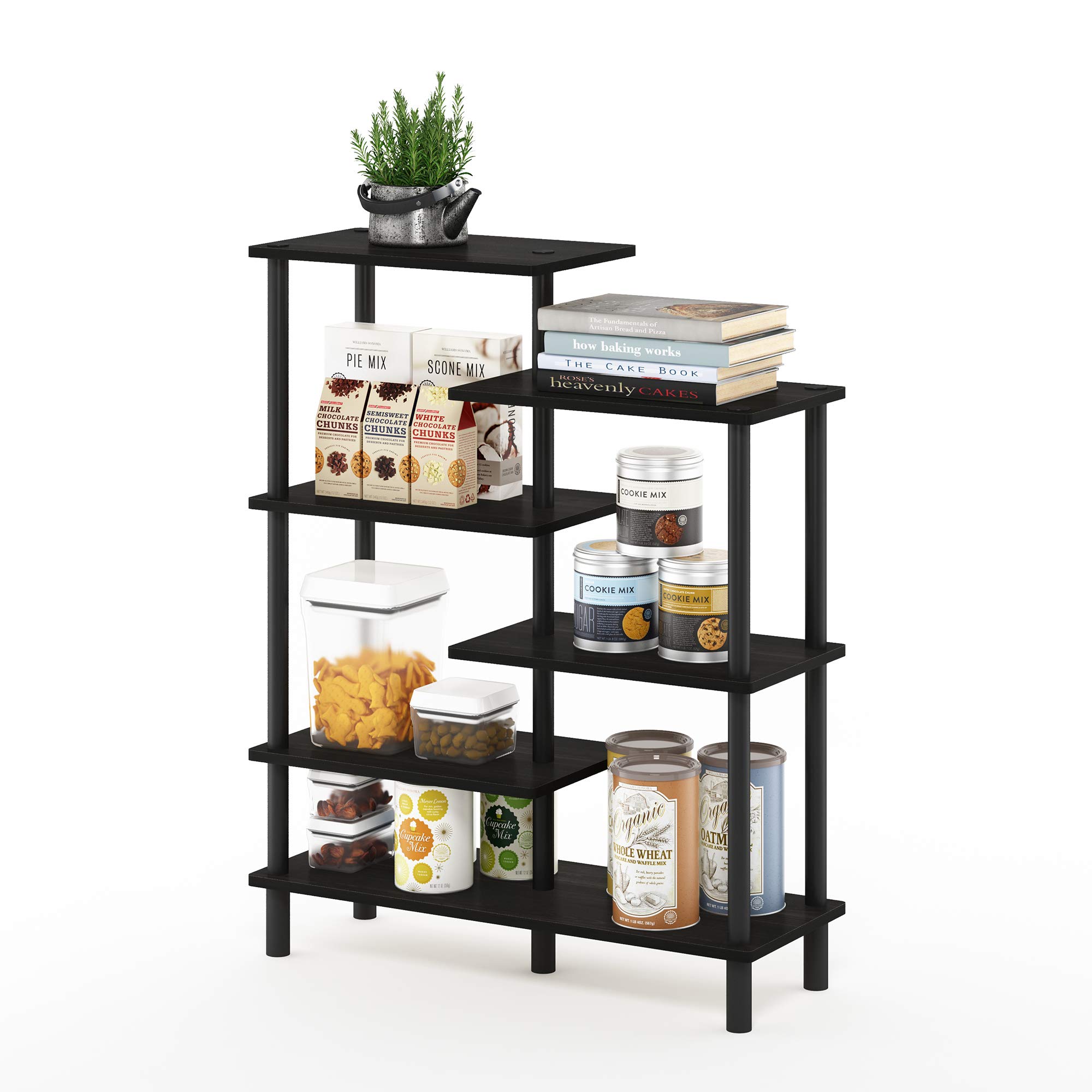 Walplus Black Turn-N-Tube 6-Tier Accent Display Rack, Espresso/ Perfect For Organized Storage And Display