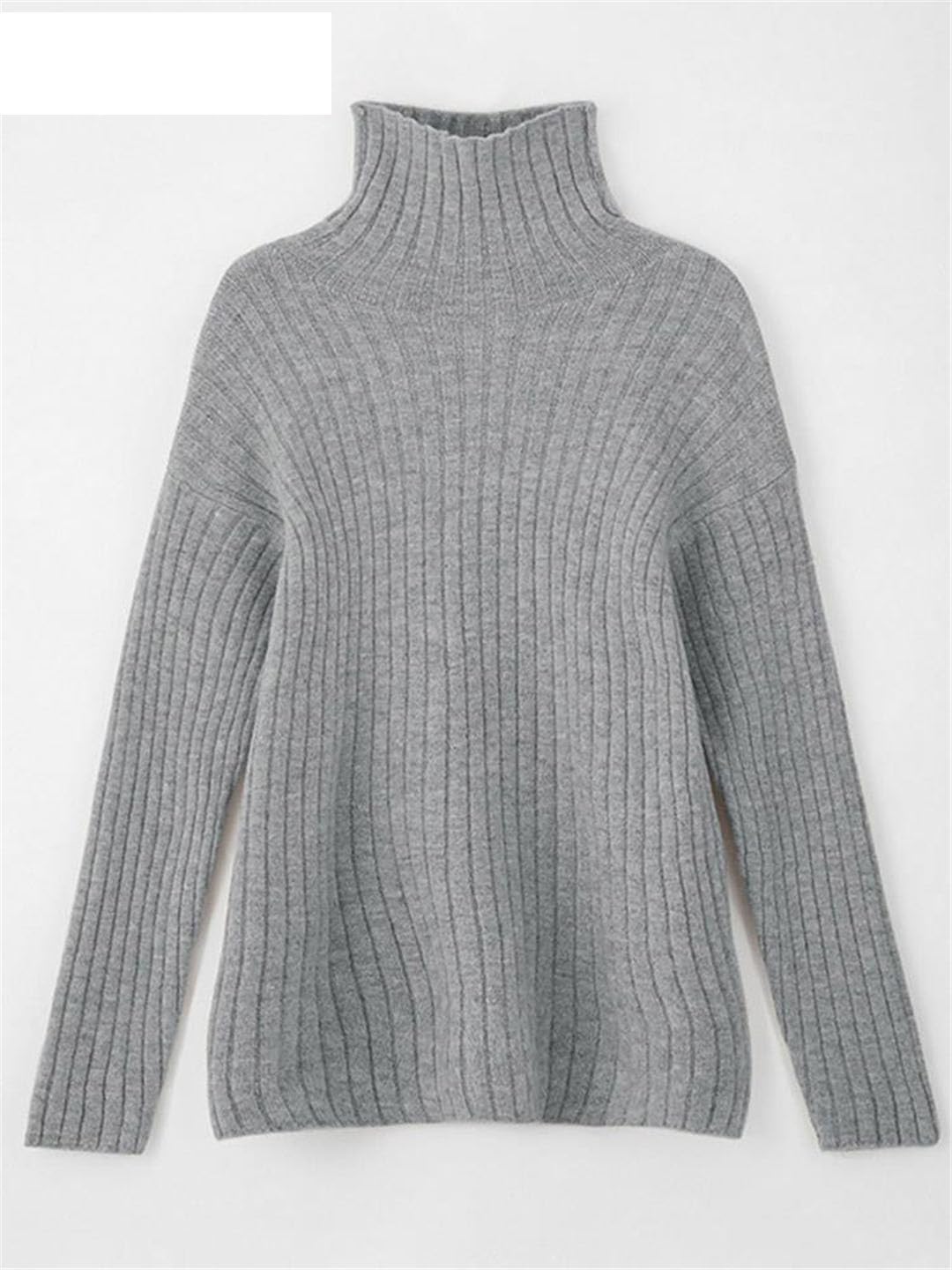 Suéter De Cuello Alto para Mujer, Suéter Informal A Rayas, Tops Tipo Túnica De Manga Larga