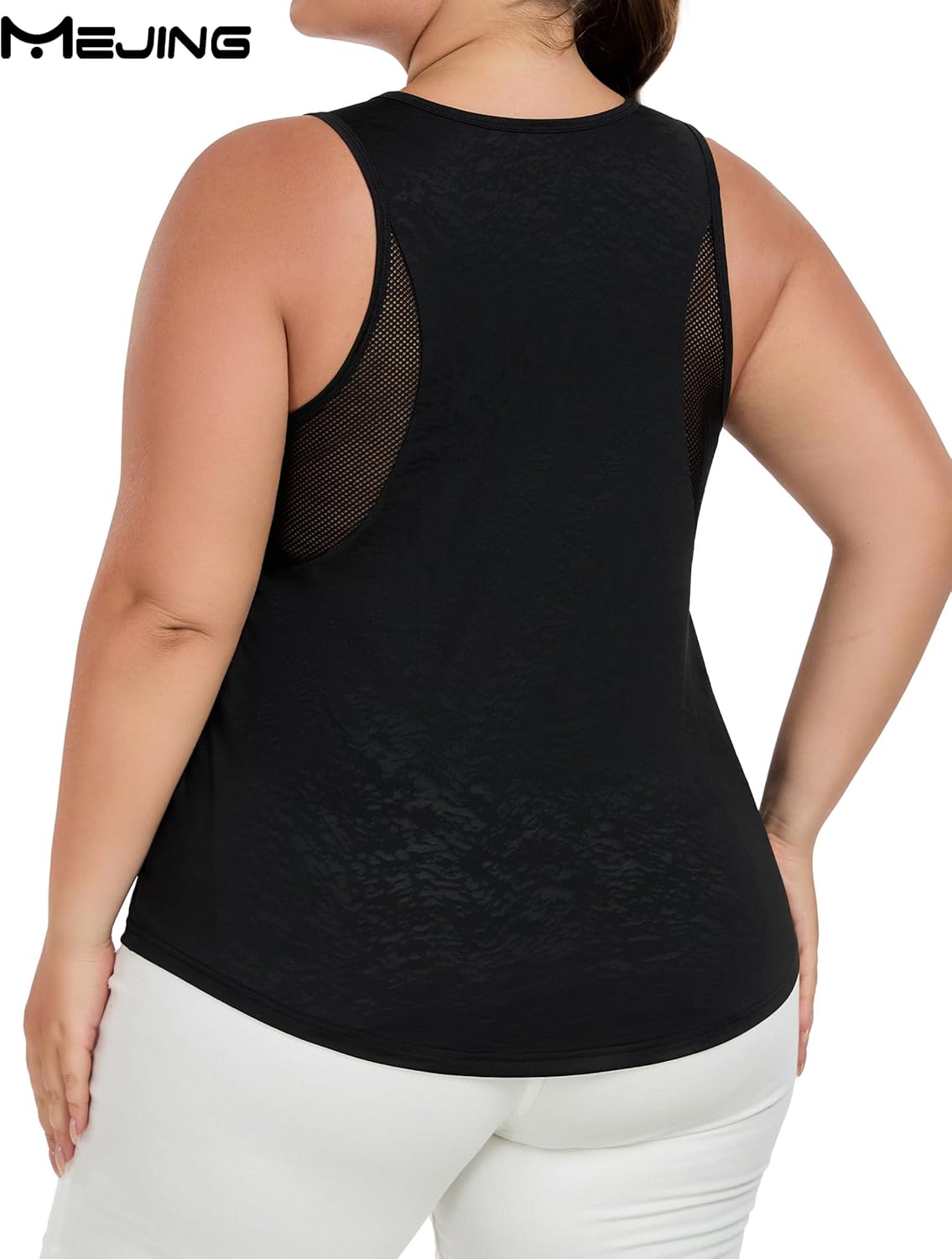 Women's Plus Size Workout Tank Tops with Mesh, XL-5XL Athletic Sleeveless Shirts Loose Fit, Flowy Yoga Tunic Top - Image 4