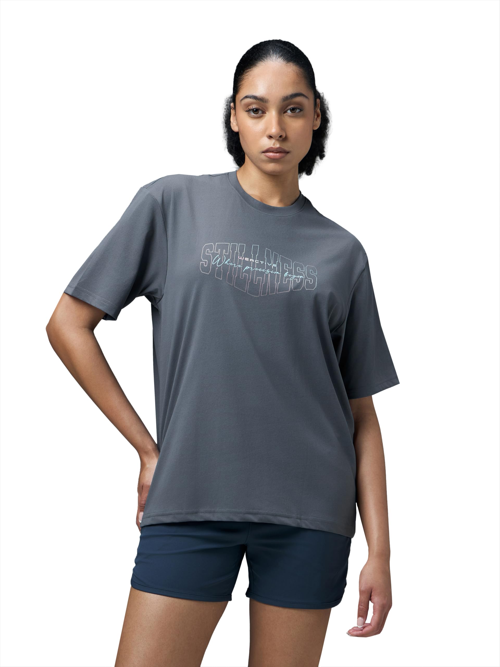 technosport Women's Slim Fit Typography Print Half Sleeve T-Shirt for Casual Wear, Gym & Sports-picture-10