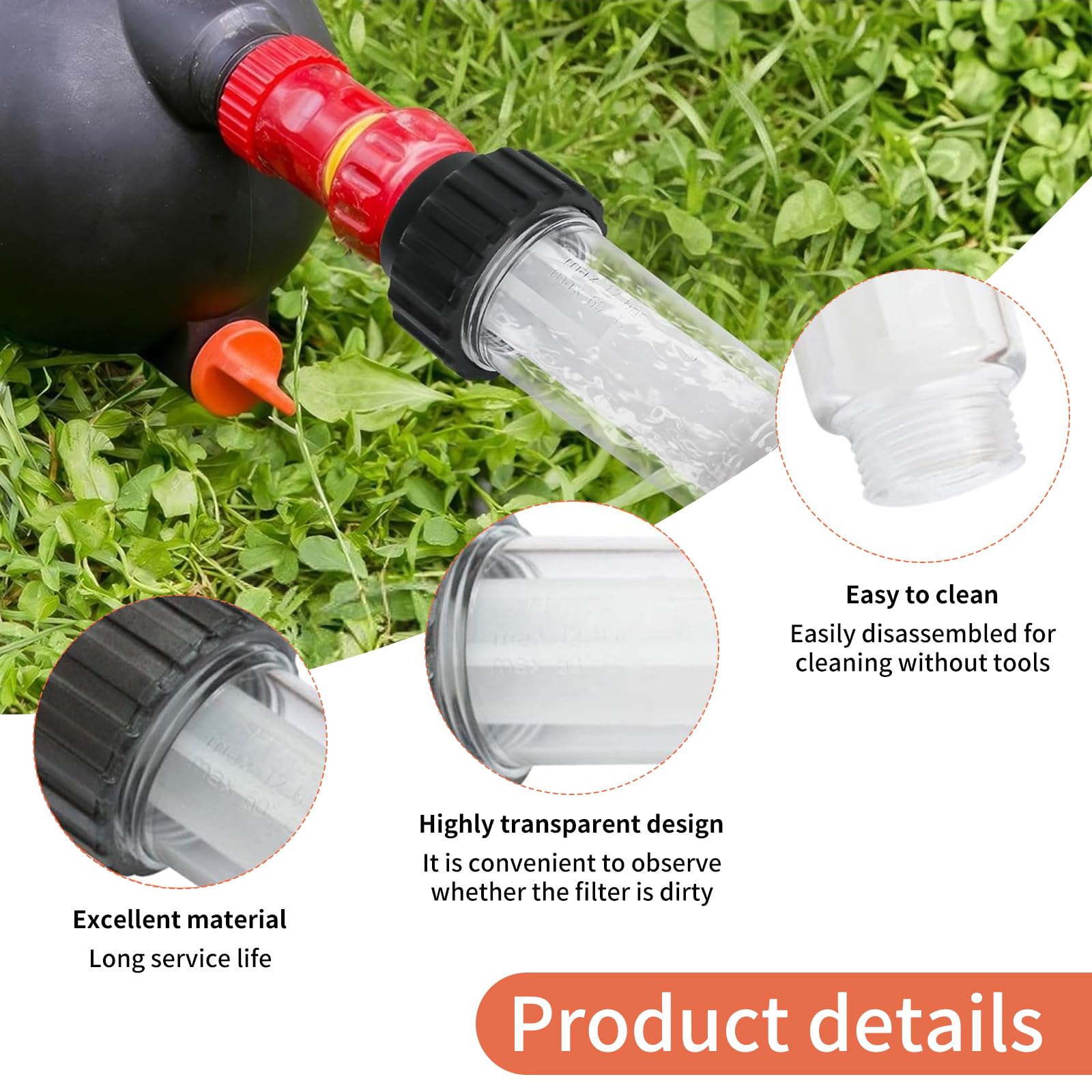 Conjunto de Filtros de Agua para Hidrolimpiadora, Filtro 3/4" para Manguera de Jardín, Kit con 2 Filtros, 4 Cartuchos de Repuesto y Conectores, Compatible con Kärcher K2–K7