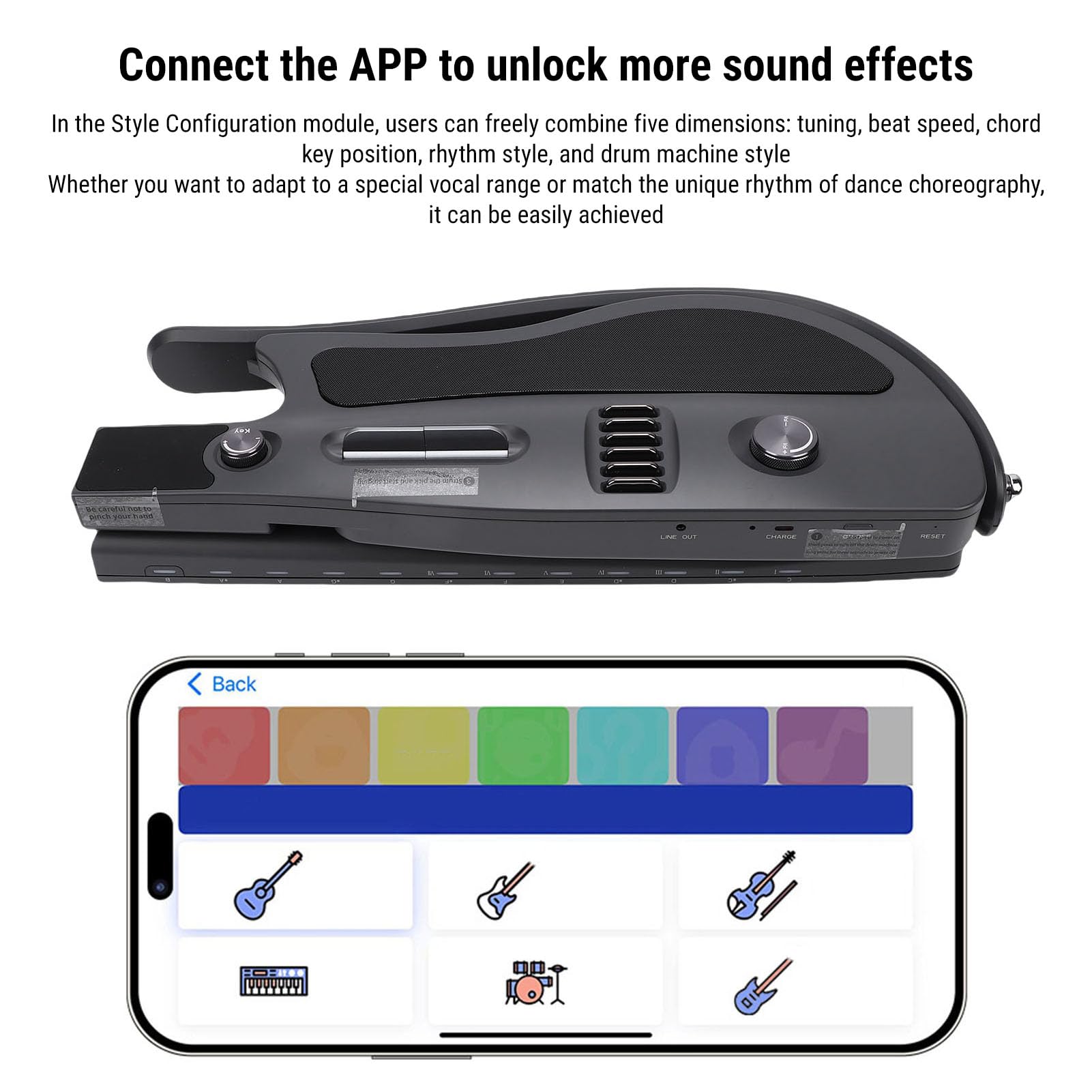 Fafeicy Chitarra Elettrica Pieghevole Portatile Senza Corde Smart Guitar con Indicatore Luminoso della Corda in Tempo Reale e Sintonizzatore Intelligente per Principianti, Adulti e