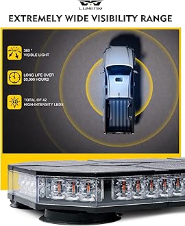 LUMENIX LED Rooftop Strobe Beacon Lights Bar w/Controller Magnetic Emergency Traffic Warning Caution Flashing Police Cop Light for Volunteer Firefighter Vehicles Trucks - Blue (Patent Design)