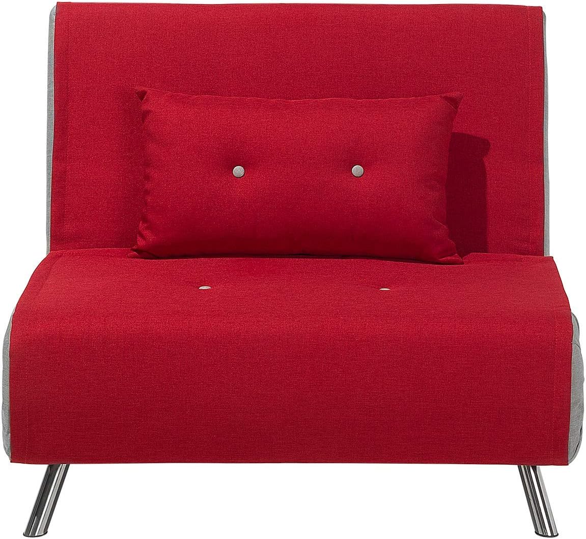Modern 1 Seater Fabric Sofa Bed Single Guest Bed Living Room Red Farris