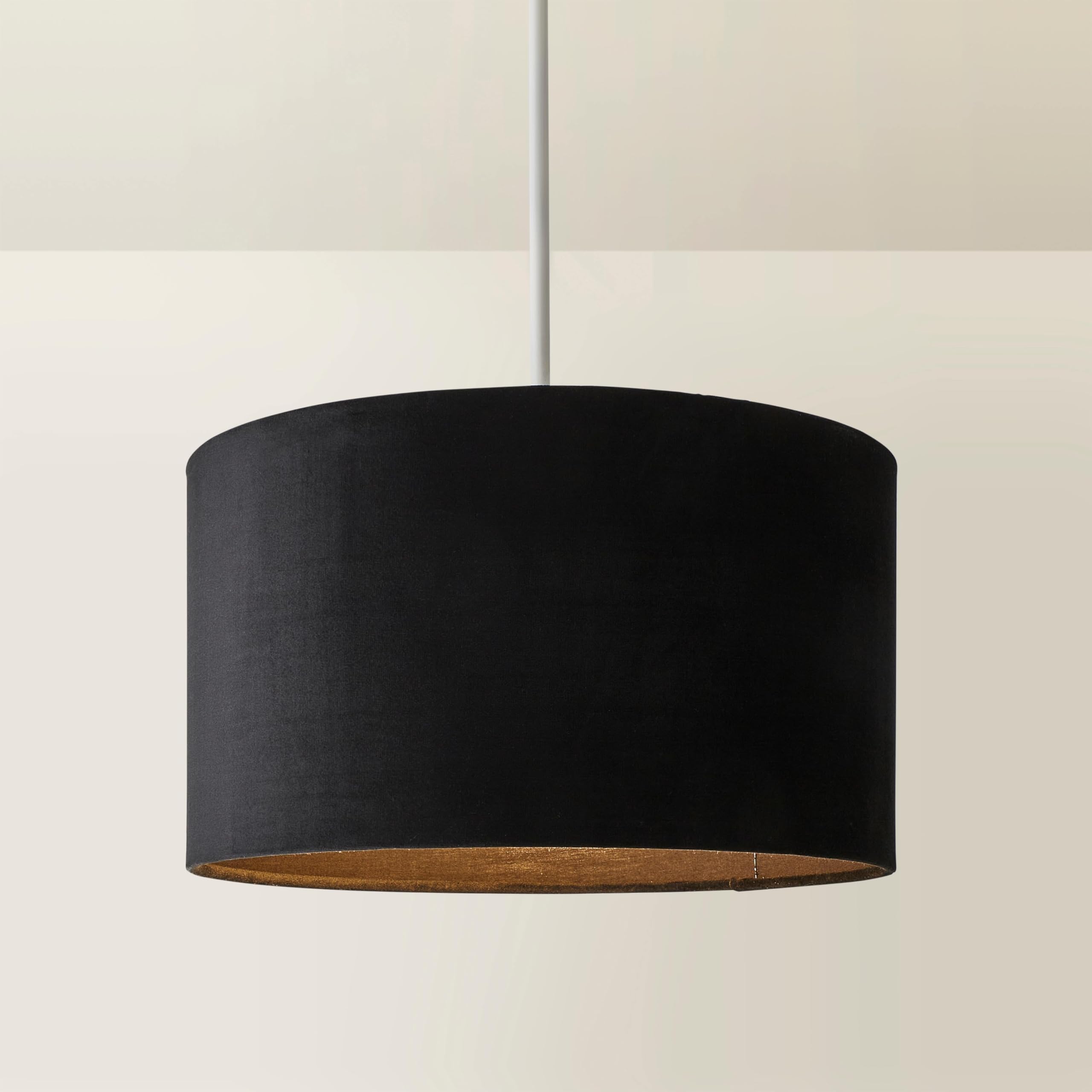 MiniSun | Medium Modern Black Velvet Drum Light Shade | Lamp Shades, Home Décor & Improvement Essential | 350mm Shade Width