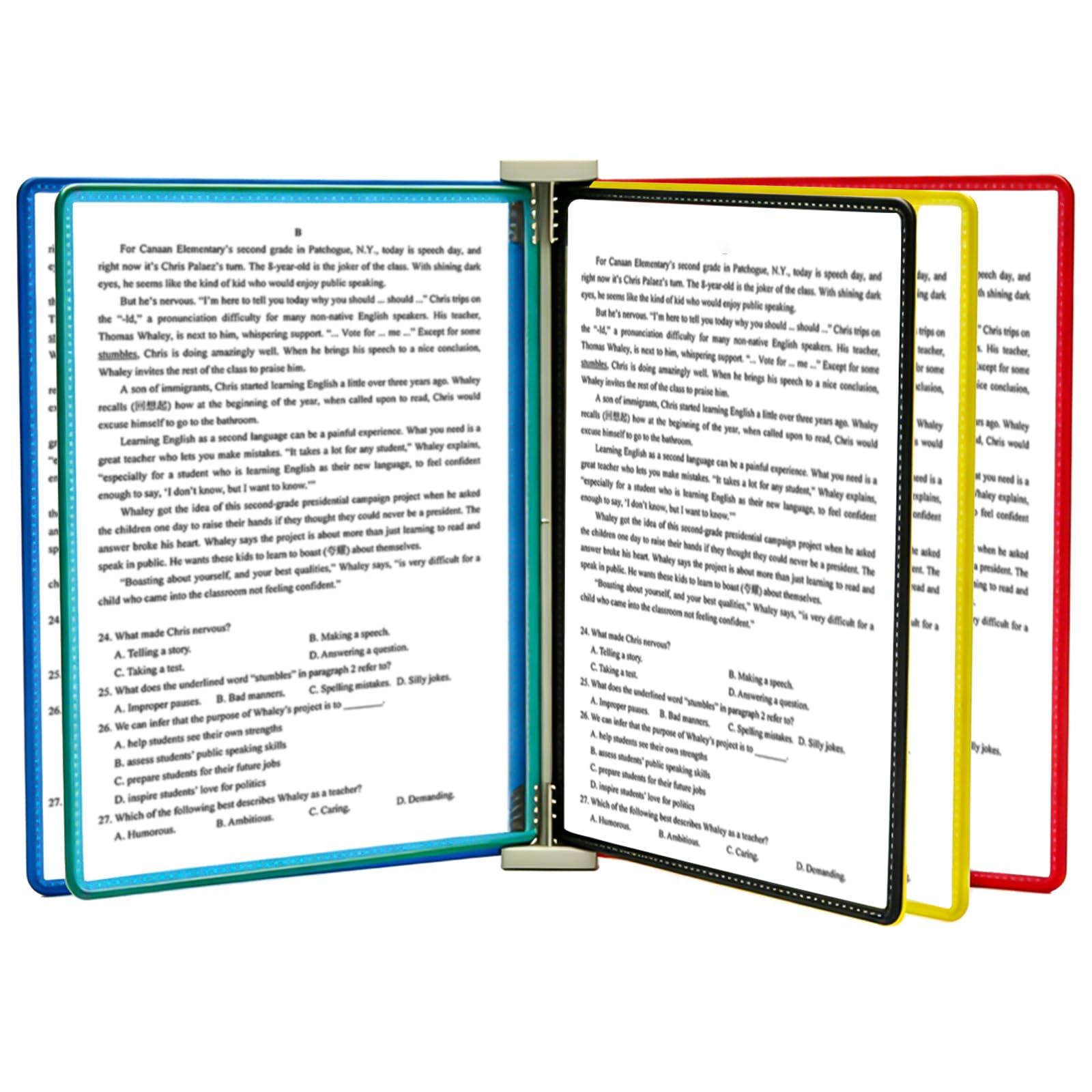 PORFOYO Système De Référence Mural: Système De Porte Document Mural, 5 Panneaux Double Face, Format Lettre A4, Support Kit Murals Document Métal Pour Publicité, Menu, Consultation, Présentation