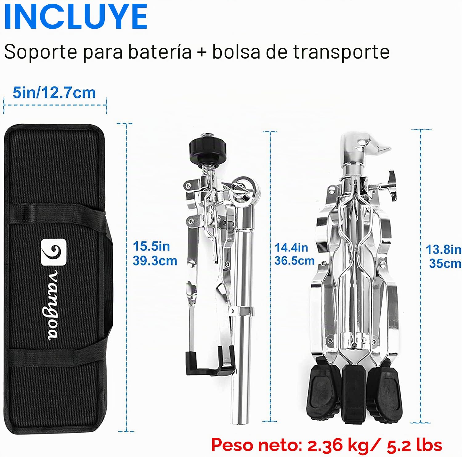 Vangoa Soporte para caja Vangoa, ajustable y portátil con refuerzo doble y bolsa de transporte, para tambores de 10"-15". Perfecto para principiantes, aficionados músicos de actuaciones