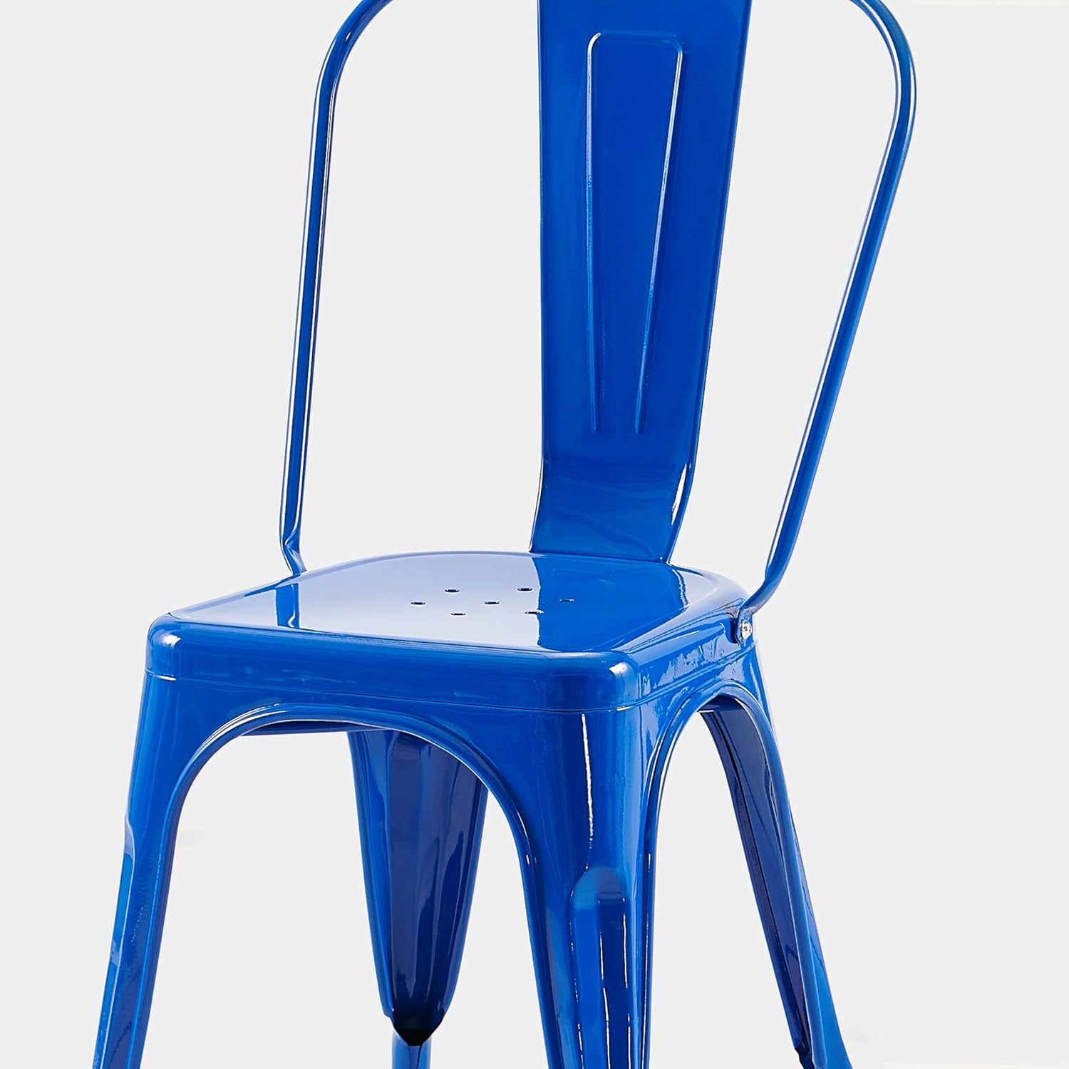 AC Pacific 18 Inch Seat Height Industrial Metal Dining Chairs, Stackable Kitchen or Bar Seat, Durable Modern Design, Versatile Accent Furniture, Set of 2, Blue