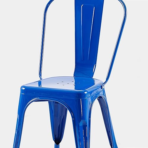 Miniatura 6 de AC Pacific Sillas de comedor de metal industrial de 18 pulgadas de altura, asiento apilable de cocina o bar, diseño moderno y duradero, muebles de