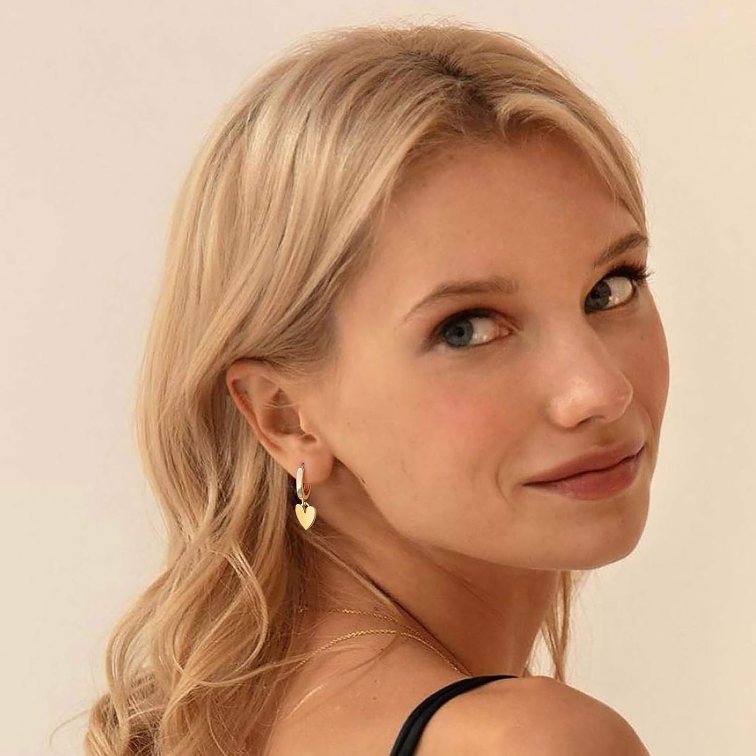 Heart Dangle Hoop Earrings for Women 14K Gold Plated Love Heart Huggies Earrings Hypoallergenic Trendy Minimalist Jewelry - Image 5