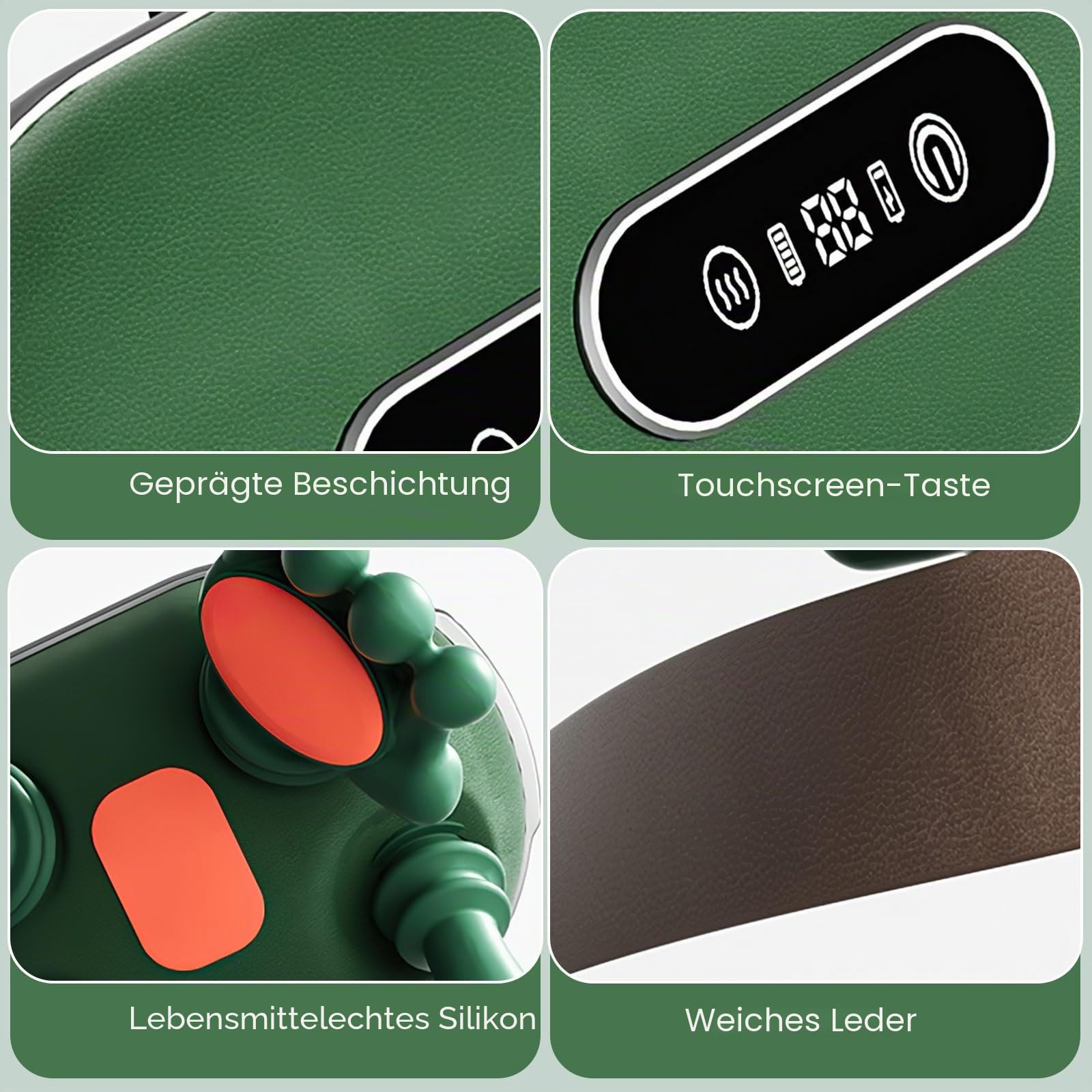 4D Nackenmassagegerät mit Wärme, Shiatsu Massagegerät, Massagegerät Nacken, kabelloses U-förmiges Massagekissen, 3 Massagegrade & 2 Temperaturstufen, für Zuhause, Büro, Reise (Touchscreen)