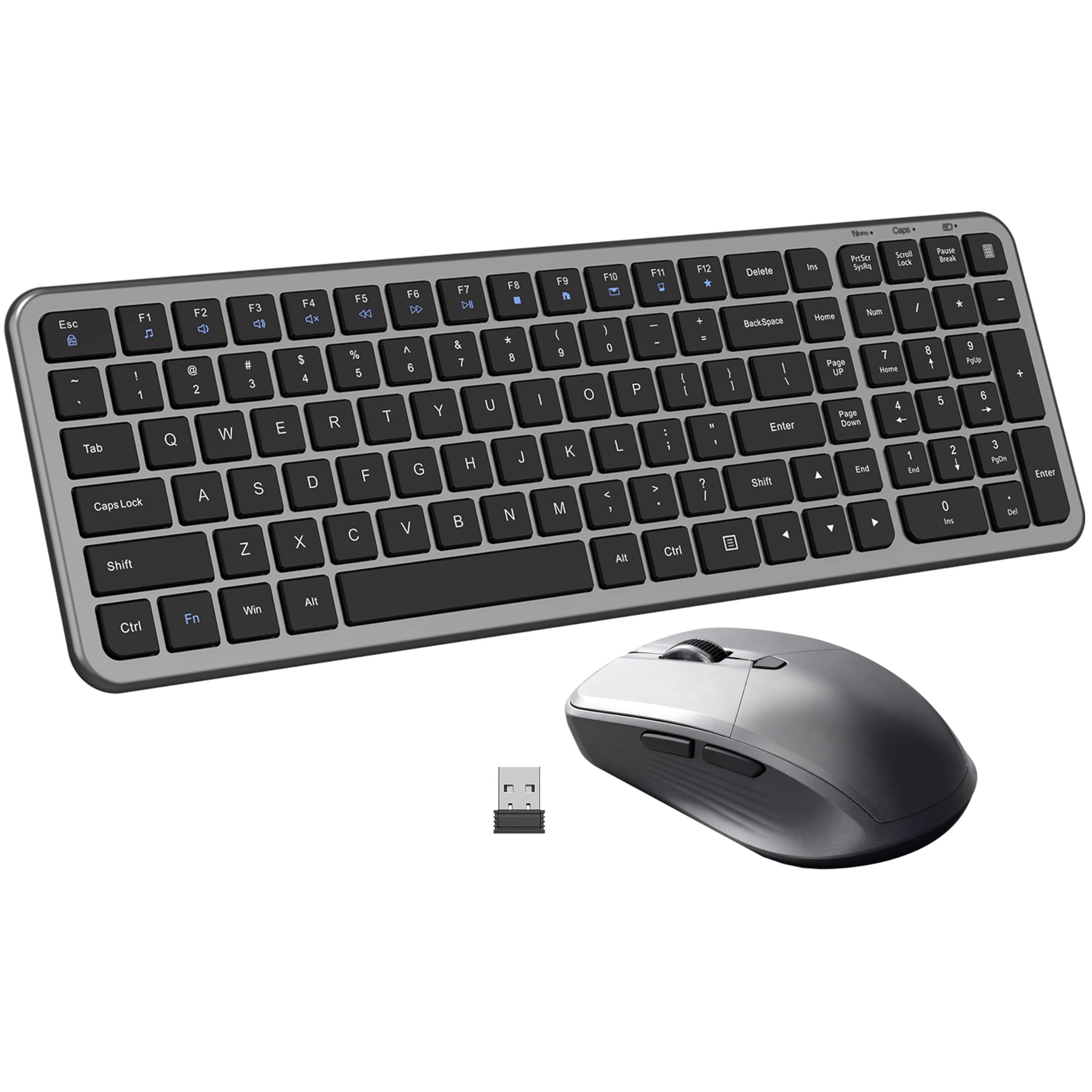 Wireless Keyboard and Mouse, Ultra-Thin Compact Full-Size Keyboard with Numeric Keypad, Calculator Button, USB Receiver, 3-Speed Adjustable DPI, Quiet Click Computer Mice for Laptop PC Windows Mac-image-36