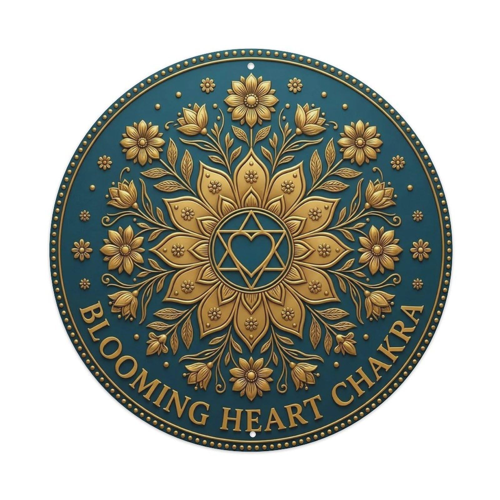 Vintage Blooming Heart Chakra Flower Zen Yoga Metal Tin Sign
