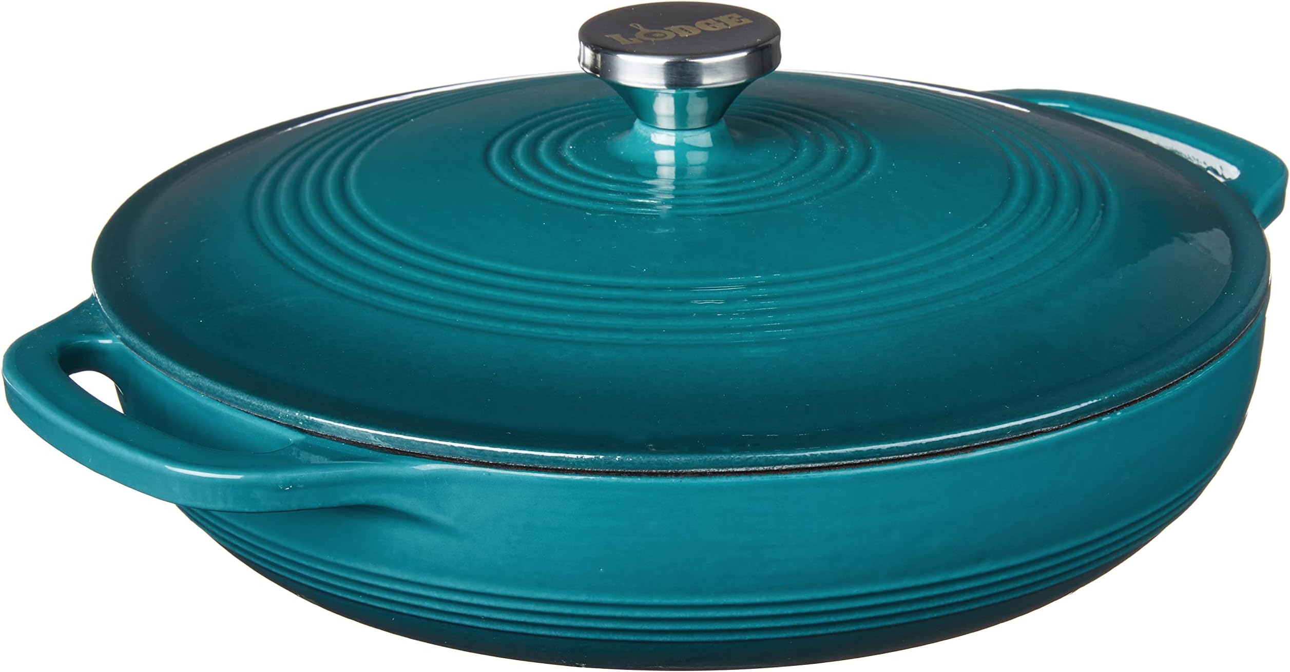 Lodge Essential Enamel Braiser - Refrigerator- & Oven-Safe up to 500° F - Heat-Retaining, Induction-Safe & PFAS-Free Enamel Cookware - 3.5 Quart, Lagoon
