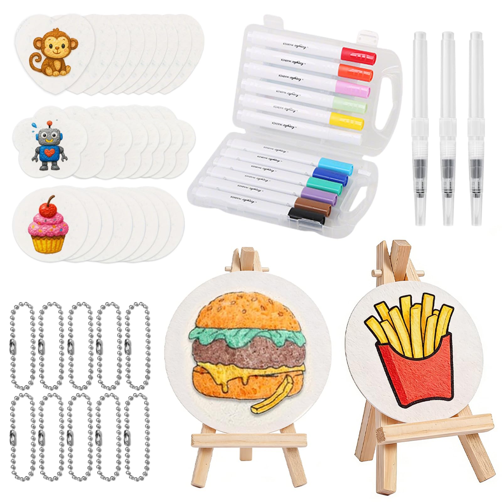 Kit Magic Puffy Paint Con 24 Tela D'acqua Magica 12 Pennarelli Acrilici Colorati 3 Penna 3d Bambini Magic Paint Kit Disegno per Feste Scolastiche Biglietti Lavoretti Fai da te