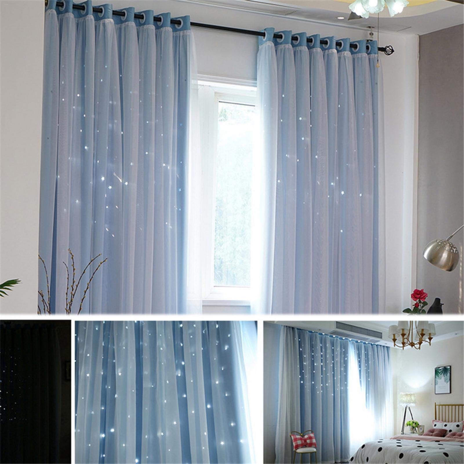 カーテン 姫系 星柄 透かし彫り 2重カーテン  2枚セット 楽天市場】【送料無料】カーテン 姫系 星柄 透かし彫り 二重 2重