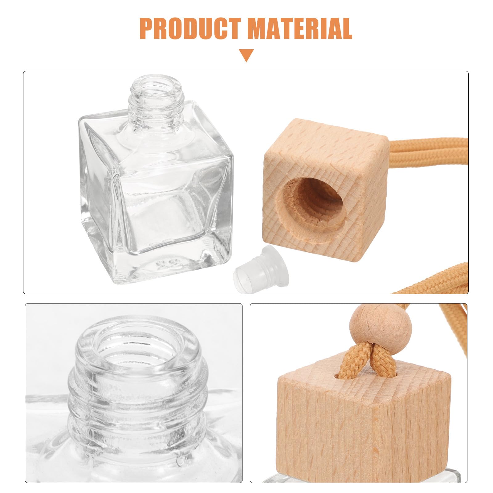 GARVALON Set da 10 Bottiglie per Diffusore di Profumo 10ml in Vetro Trasparente Tappo Quadrato e Corda in Canapa per Auto e Ufficio, Contenitori Vuoti per Deodorante