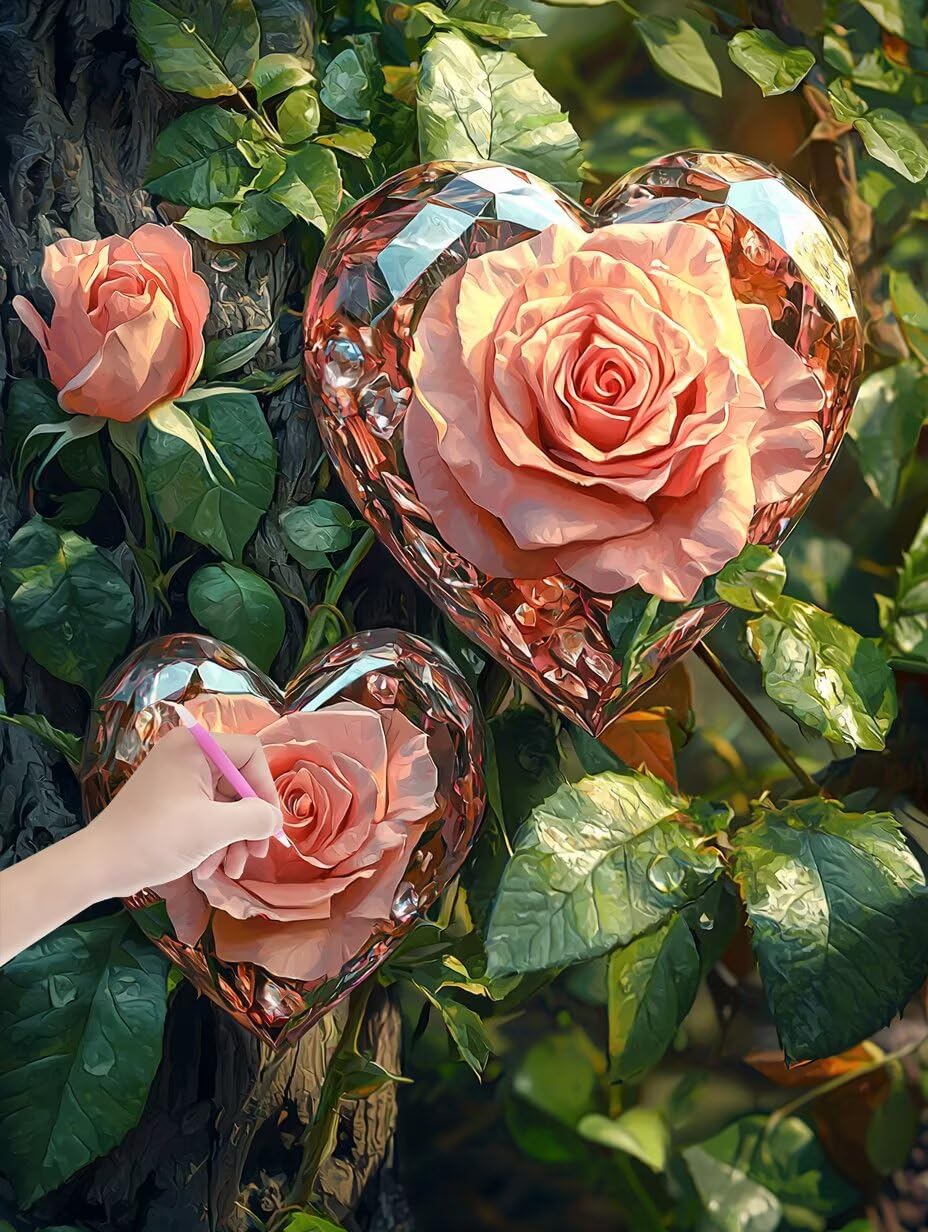 Diamentowy obraz typu "Rose" 5D Fantasy Diamond Painting dla dorosłych, pełne wiertło, malowanie diamentami, zestaw do majsterkowania, dla dorosłych, zestaw do dekoracji ściany, 90 x 120 cm, -5368